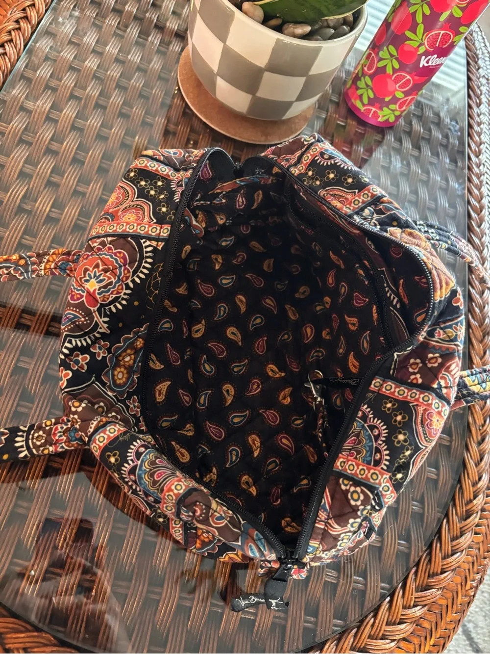 Vera Bradley Black Multicolor Paisley Quilted Small Crossbody